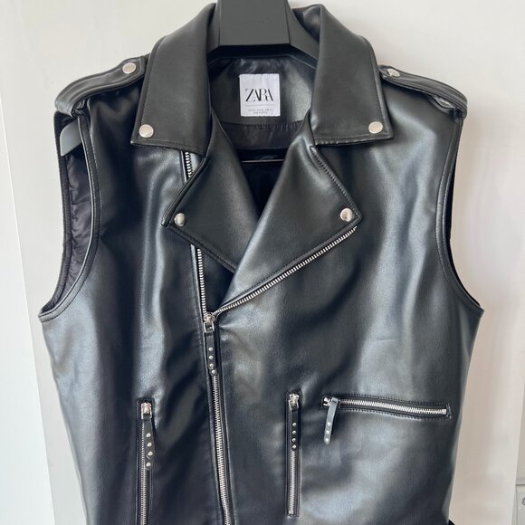Zara Faux Leather Biker Vest – Size XL - Picture 1 of 3